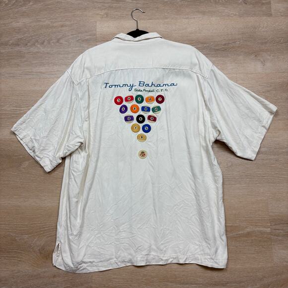 Tommy Bahama Silk Billard Short Sleeve‎ Button Up Men’s XL Color Cream - Picture 5 of 7